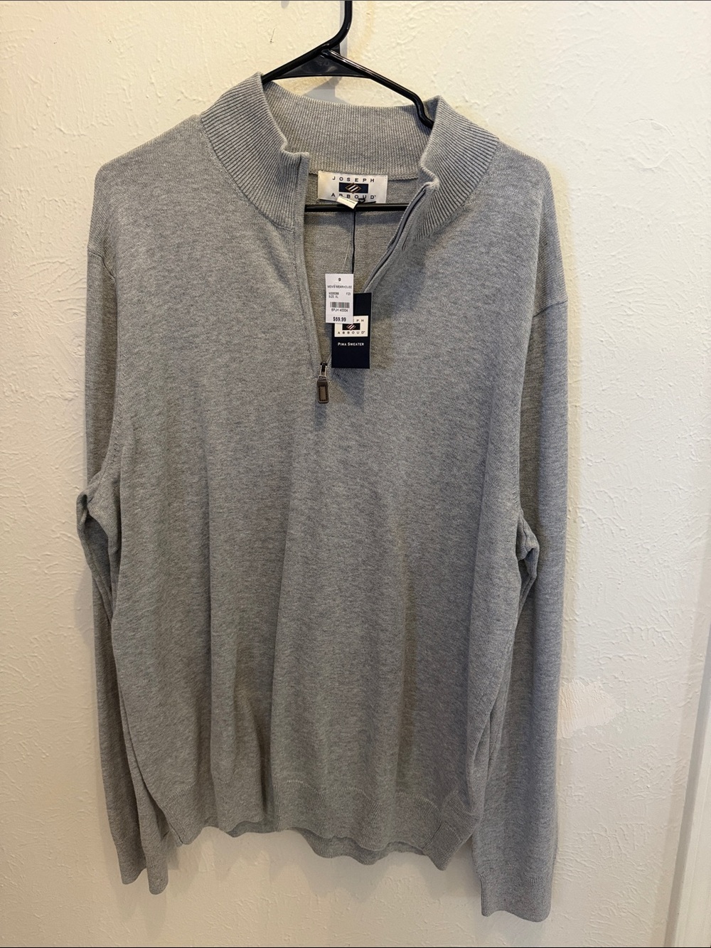Joseph Abboud Light Gray Zip-Neck Sweater